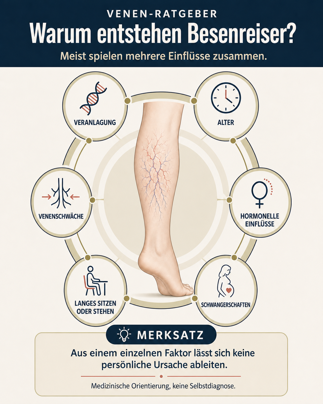 Infografik mit möglichen Einflussfaktoren bei Besenreisern